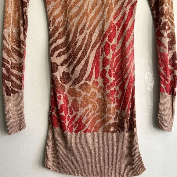 Express Y2K Sunset Sparkling Mixed Animal Print Sweater Dress Size Small - Picture 10 of 15